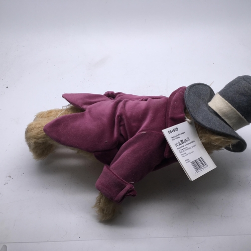 48 - Steiff Animal with original label and ear pin, Willy Wonka, beige, top hat and velvet coat 13