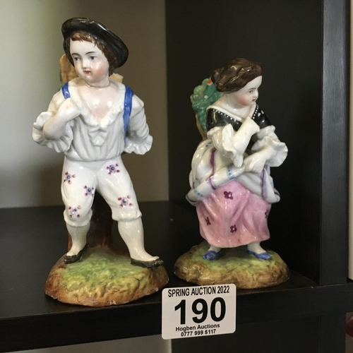 190 - 2 x Meissen style figurines, Flower Sellers, Boys head has been off, 5