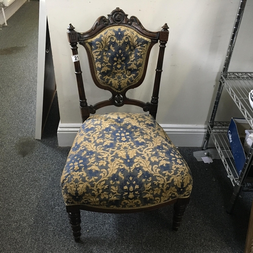 21 - Classical Victorian re-upholstered Nursing chair with button back decoration