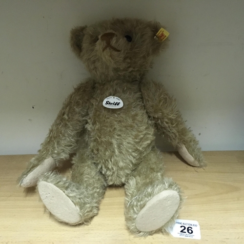 26 - Steiff Growler Teddy Bear with articulated arms and legs, ear pin and label, 12.5