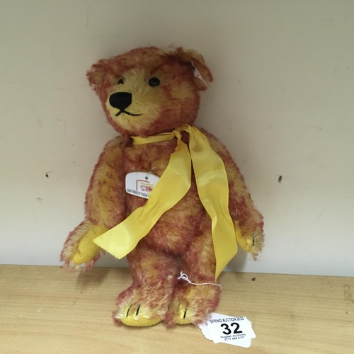32 - Steiff Teddy Bear ear pin and original label, Rainbow Bear, 9
