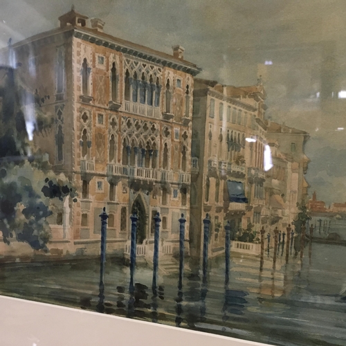 64 - Framed  and glazed  watercolour panoramic scene of the Grand Canal Venice signed Cadarino? 12