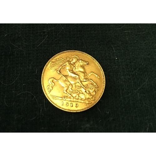 109 - GOLD Half Sovereign, 1910 crisp condition