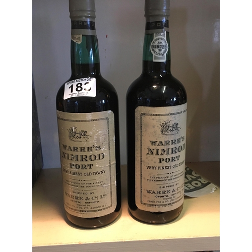 183 - Wares Nimrod Port, finest old Tawny, 2 x bottles un-opened lable and capsules in good condition