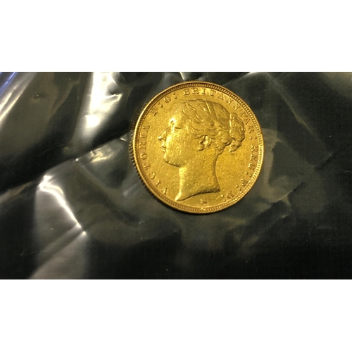 82 - GOLD Victorian period Full Sovereign 1886, Melbourne Mint, Young Victoria head, crisp condition