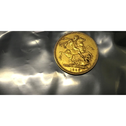 84 - GOLD Victorian period Full Sovereign 1883, Melbourne Mint, Young Victoria head, crisp condition