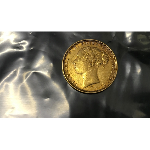 86 - GOLD Victorian period Full Sovereign 1881, Melbourne Mint, Young Victoria head, crisp condition