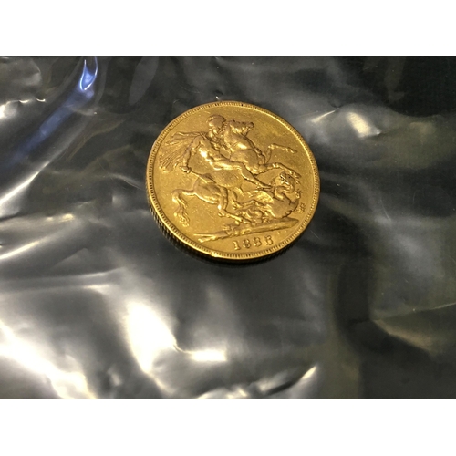 90 - GOLD Victorian period Full Sovereign 1886, Melbourne Mint, Young Victoria head, crisp condition