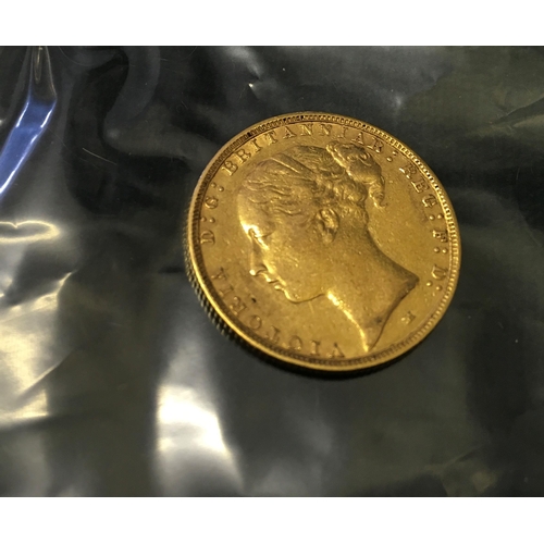 90 - GOLD Victorian period Full Sovereign 1886, Melbourne Mint, Young Victoria head, crisp condition
