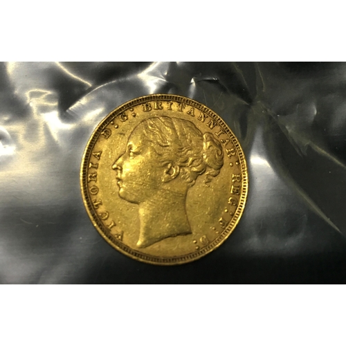 97 - GOLD Victorian period Full Sovereign, Young Queen Victoria Head, London Mint crisp condition 1880