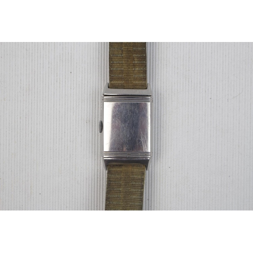 198 - Jaeger Le Coultre & Co Reverso 17 Jewel Late 1930's steel rectangular, serial number 16191 on non JL... 