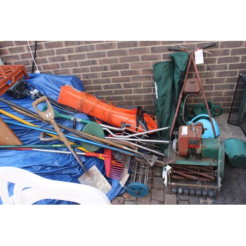 16 - Collection of Garden tools and a Leaf Blower