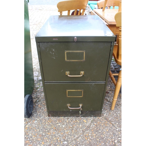24 - Vintage Metal 2 Drawer filing cabinet with brass fittings