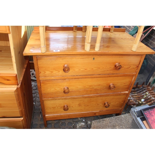 32 - 3 Drawer Pine Chest of Drawers