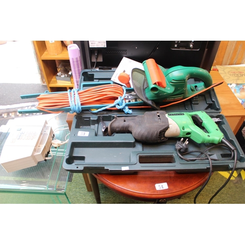53 - Hitachi Reciprocating Saw and a Hedge Trimmer