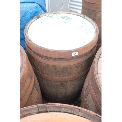 10 - Large Wooden Metal Bound Whisky Barrel