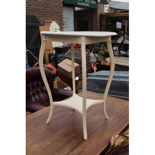 16 - White painted Edwardian octagonal topped side table with shaped base