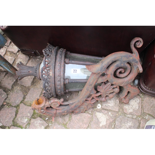 22 - Cast Iron Antique Lantern Light fitting with Foliate Bracket