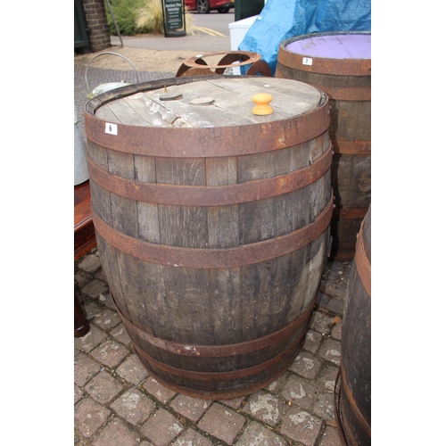 6 - Large Wooden Metal Bound Whisky Barrel