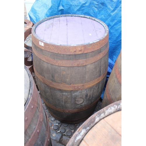 7 - Large Wooden Metal Bound Whisky Barrel