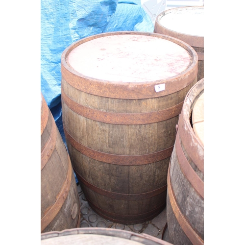 8 - Large Wooden Metal Bound Whisky Barrel