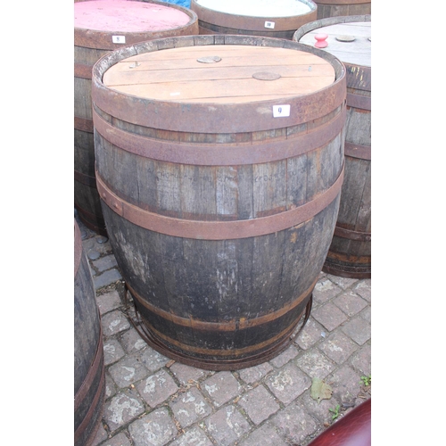 9 - Large Wooden Metal Bound Whisky Barrel