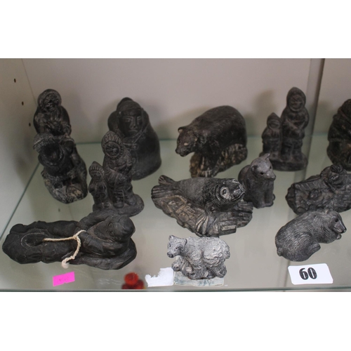56 - Large Collection of Canadian The Wolf Sculptures inc Inuits, Beaver, Seals etc