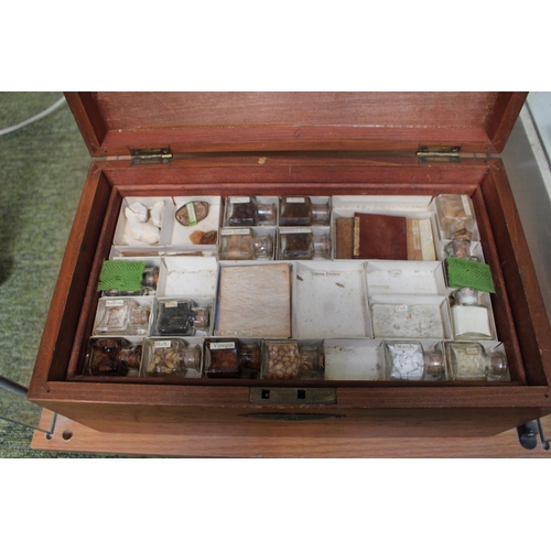 13 - Edwardian Fitted wooden box of 3 trays with assorted Samples