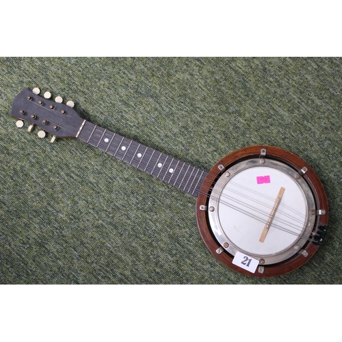 21 - Vintage Banjo of 8 strings with mother of pearl inlay