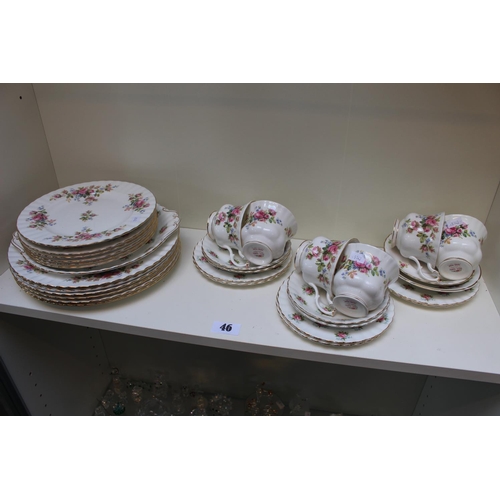 46 - Collection of Royal Albert Moss Rose Tea and dinner ware
