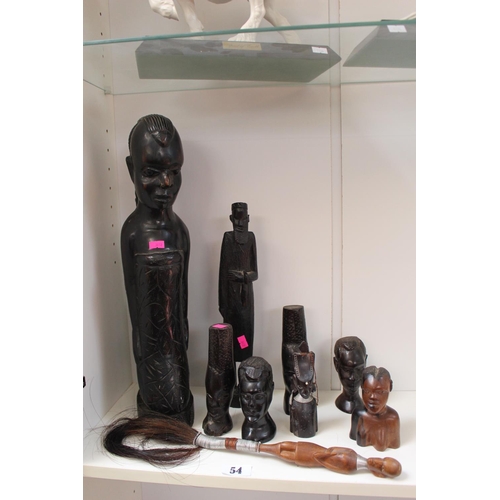 54 - Collection of African Carved Busts and Figures