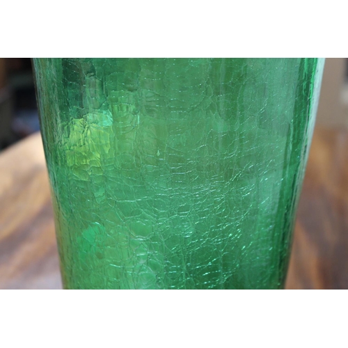 9 - Large Green glass bark effect vase with ground mark to base