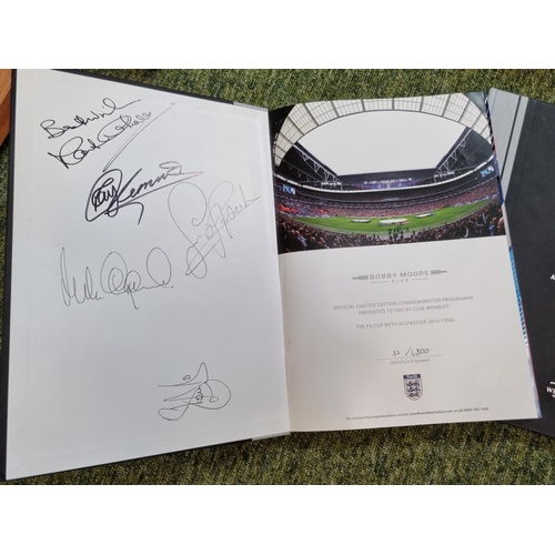 13 - 2014 & 2015 The Fa Cup Final Limited edition club Programmes signed by Geoff Hurst, Charlie George a... 