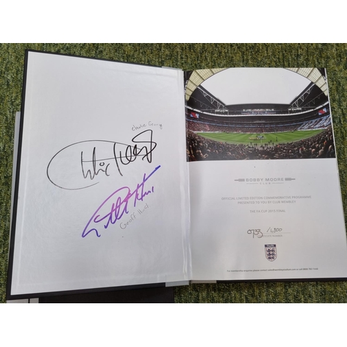 13 - 2014 & 2015 The Fa Cup Final Limited edition club Programmes signed by Geoff Hurst, Charlie George a... 