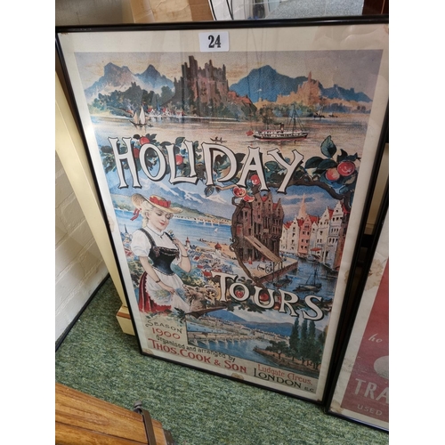 24 - Advertising; Vintage Thomas Cook & Son of London 'Holiday Tours 1900' Poster 45 x 71cm