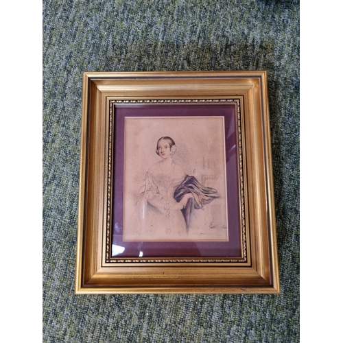 8 - Framed watercolour of Queen Victoria unsigned 11 x 14cm