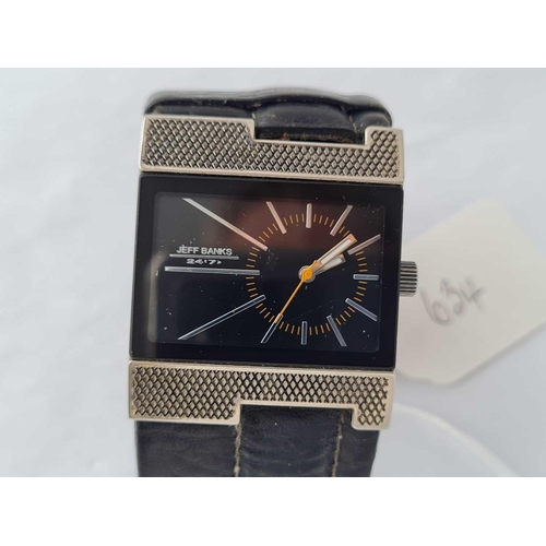 A black dial Jeff Banks wrist watch with seconds sweep WO