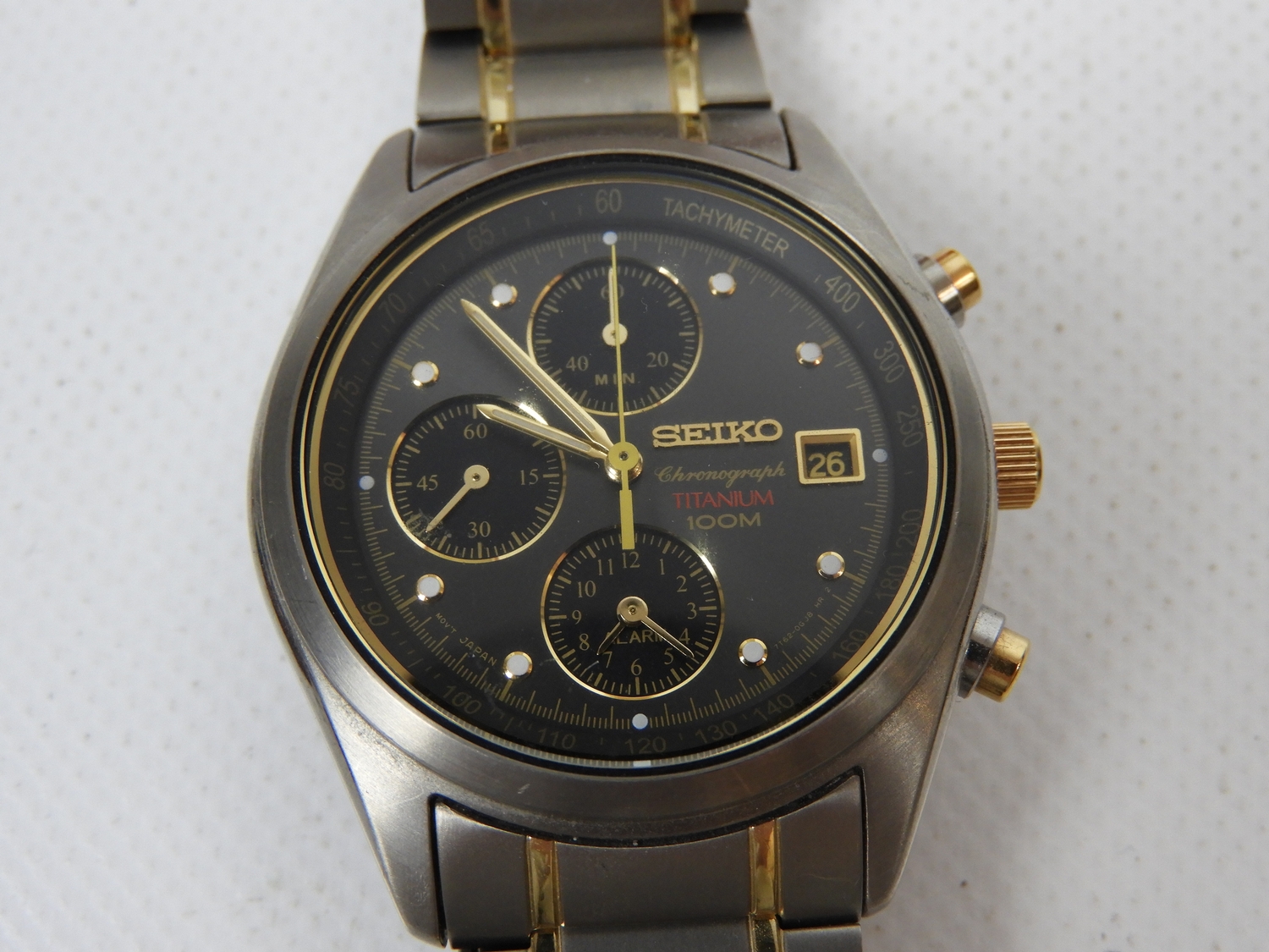 Seiko Analogue Quartz Cal7t62 15 Alarm Chronograph Wristwatch 5870