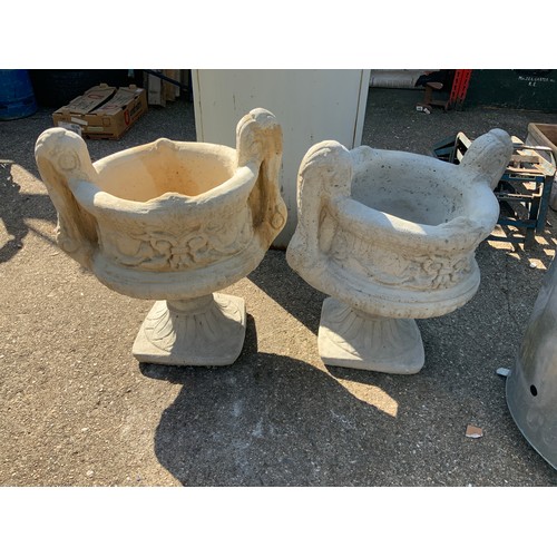 Pair of Concrete Garden Pedestal Planters | Barnebys