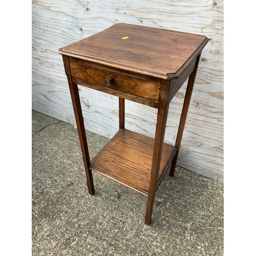 511 - Oak Plant Stand with Drawer - 72cm H