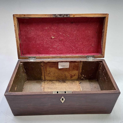 32 - A late George III partridgewood and boxwood strung tea caddy of rectangular form. Width 30cm. Proven... 