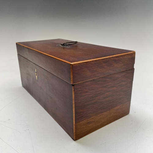 32 - A late George III partridgewood and boxwood strung tea caddy of rectangular form. Width 30cm. Proven... 