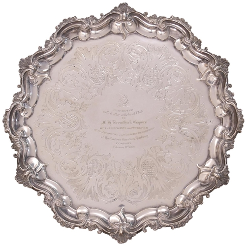 16 - A presentation tray, from the Eastern Counties Railway Loco Department, a decorative design, bearing... 