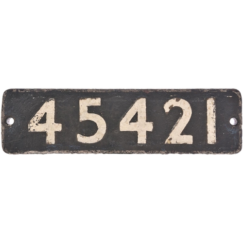 33 - A smokebox numberplate, 45421, from a LMS Class 5 4-6-0 No 5421 built by Armstrong Whitworth, Works ... 