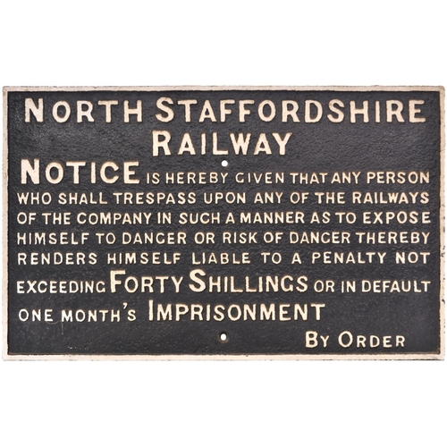 34 - A North Staffordshire Railway trespass notice, cast iron, 27
