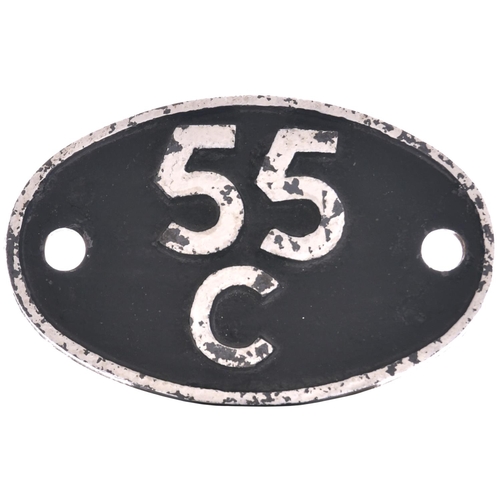 45 - A shedplate 55C Farnley Junction (October 1956 to November 1966). This ex LNWR shed was transferred ... 