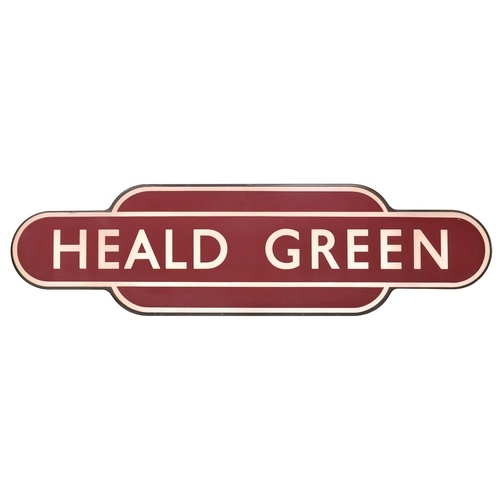 47 - A BR(M) totem sign, HEALD GREEN, (f/f), a station on the Styal line between Wilmslow and Manchester.... 