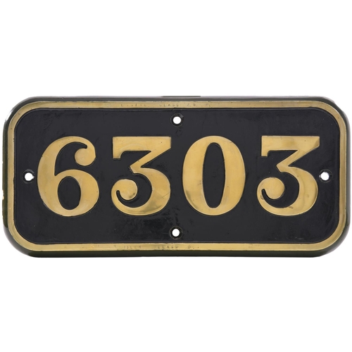 50 - A GWR cabside numberplate 6303 from a 43XX Class 2-6-0 built at Swindon in December 1920. It spent m... 