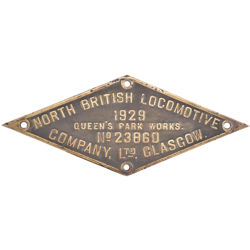 9 - A worksplate, NORTH BRITISH LOCOMOTIVE COMPANY LTD GLASGOW, QUEEN'S PARK WORKS, 23860, 1929, from a ... 