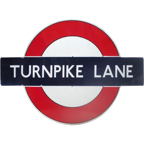 17 - A London Transport target sign, TURNPIKE LANE, from the Piccadilly Line Cockfosters extension, opene... 
